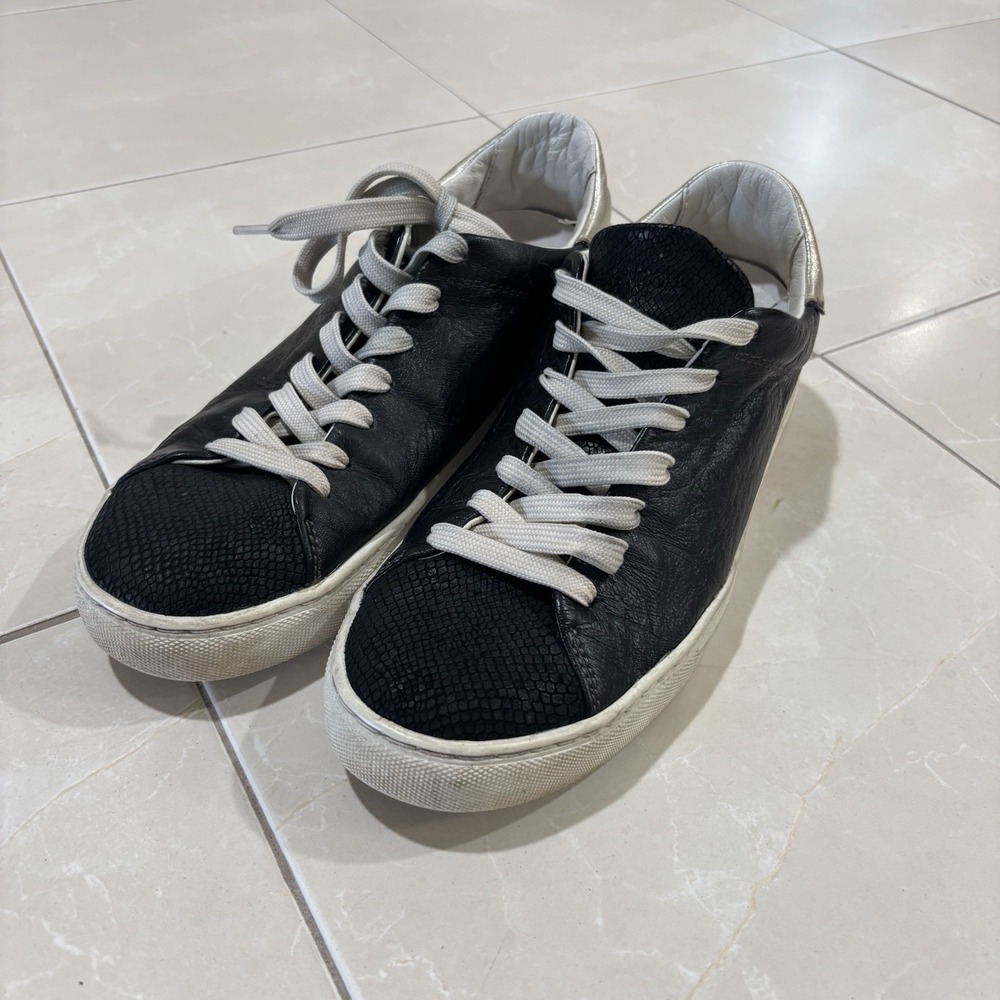 Crime London Sneakers Size 38 Black Leather Mens 6 Womens 7.5 Casual Formal